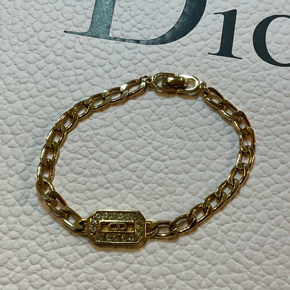 Vintage Germany Christian Dior Gold Rhinestone Bracelet 7" Made in Germany - Picture 5 of 9
